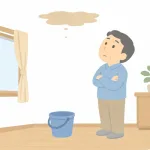 天井のシミを見上げる男性（イラスト・イメージ）