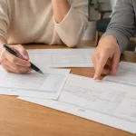 複数社の見積書を見比べる手元（イメージ）