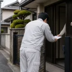 近隣宅へ挨拶に伺う職人（イメージ）