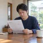 塗装工事の見積書を読み込む男性（イメージ）